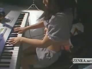 Subtitled lithe jap keyboardist aneh toy play